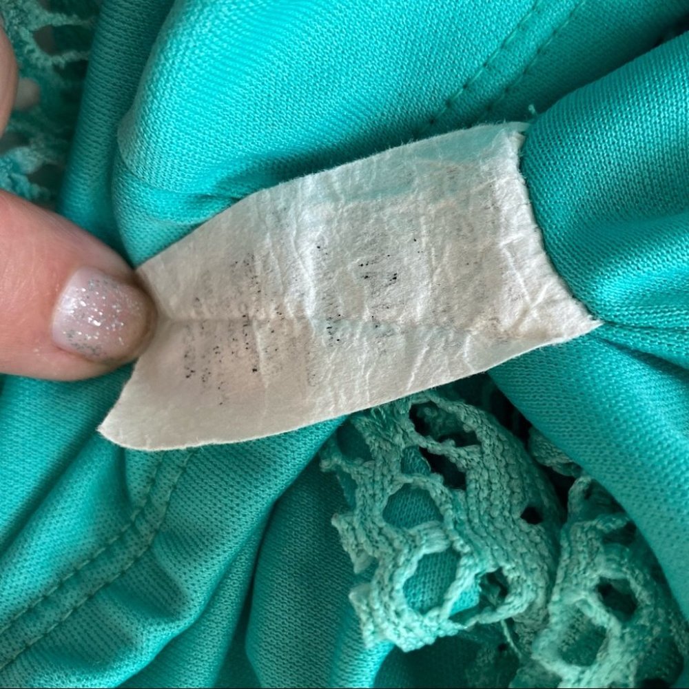 La Hearts Lace Crop Top Teal/Green - Picture 6 of 6